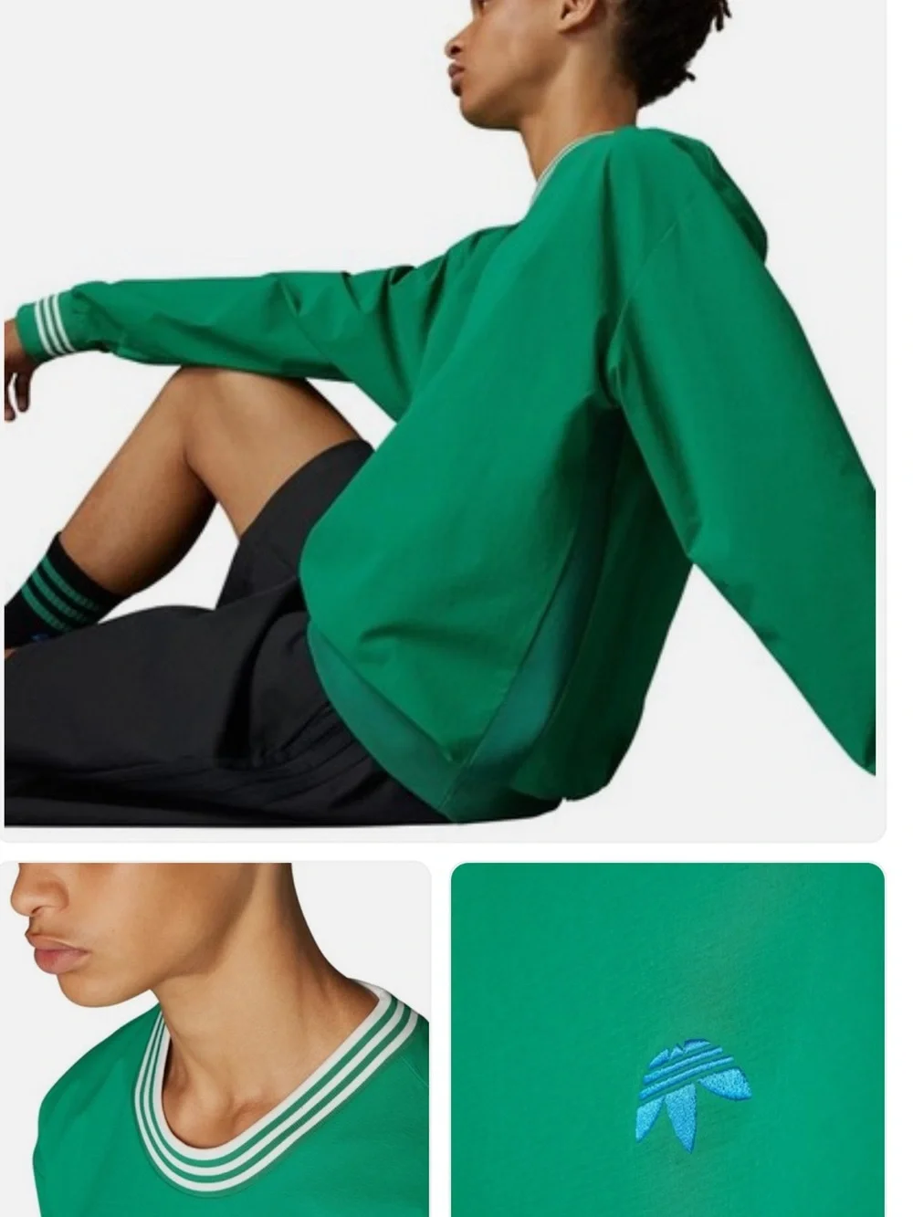 adidas Green Rollinglinks Crewneck Sweatshirt (windbreaker like material)